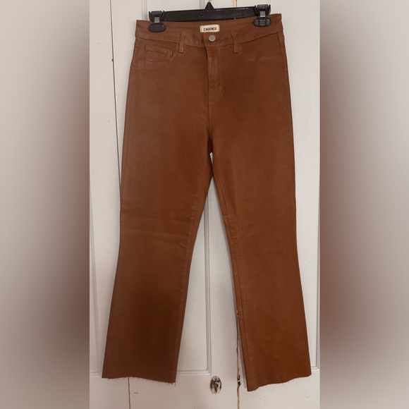 L'Agence Kendra High-Rise Coated Crop Flare Jeans in JAVA COATE - Picture 4 of 7